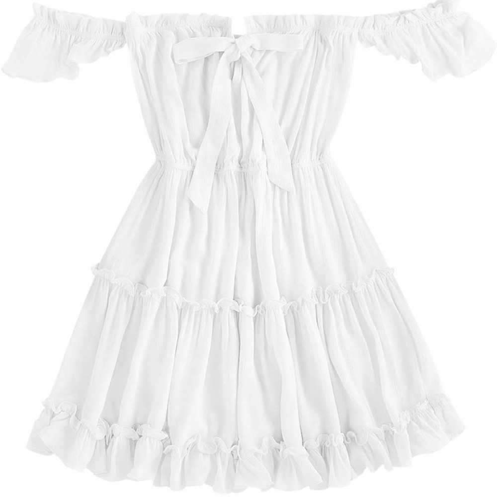 Charming off-the-shoulder white dress for women Size L